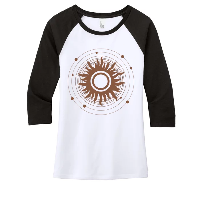 Boho Sun Illustration Women's Tri-Blend 3/4-Sleeve Raglan Shirt