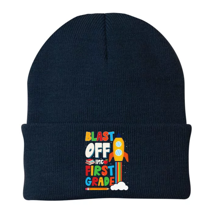 Blast Off Into 1st Grade First Day Of School Knit Cap Winter Beanie