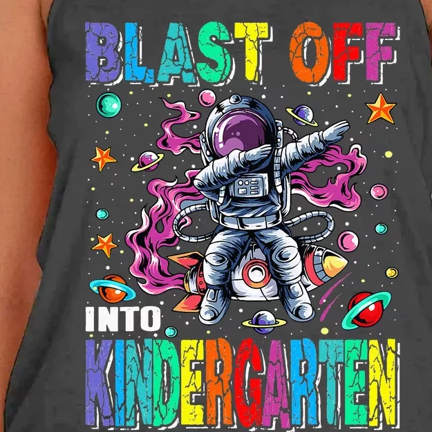 Blast Off Into Kindergarten Rocket Back To School Women's Knotted Racerback Tank