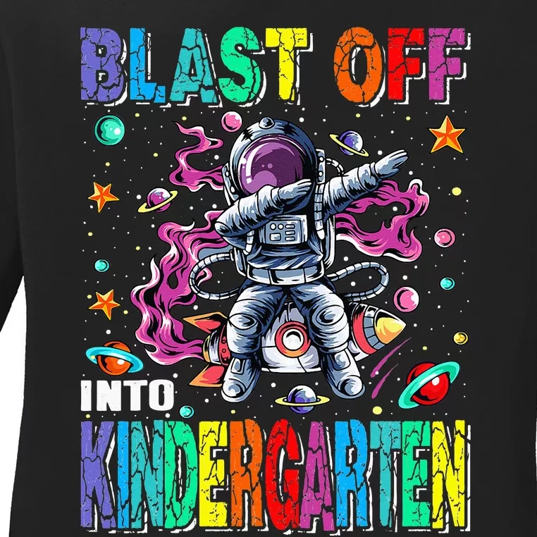 Blast Off Into Kindergarten Rocket Back To School Ladies Long Sleeve Shirt