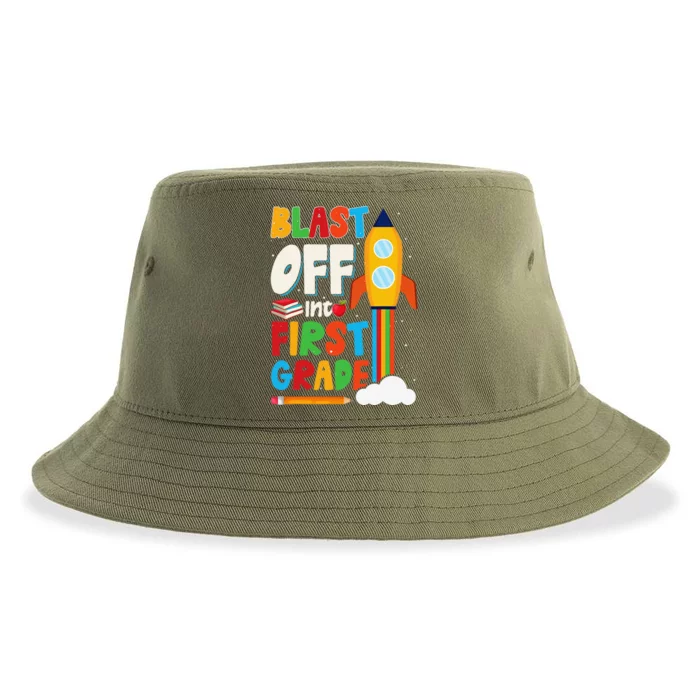 Blast Off Into 1st Grade First Day Of School Sustainable Bucket Hat