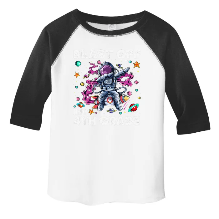 Blast Off Into 4th Grade First Day Of School Space Rocket Toddler Fine Jersey T-Shirt