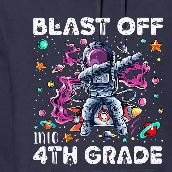 Blast Off Into 4th Grade First Day Of School Space Rocket Premium Hoodie