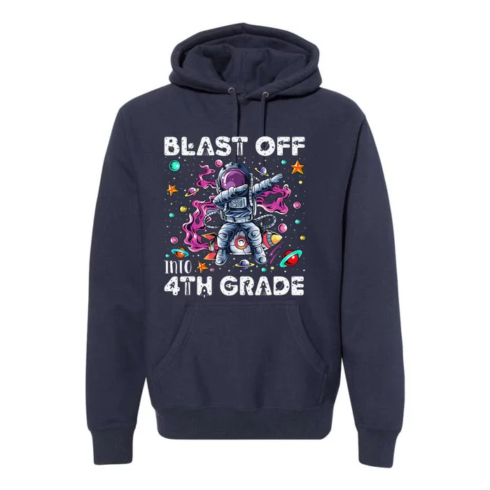 Blast Off Into 4th Grade First Day Of School Space Rocket Premium Hoodie