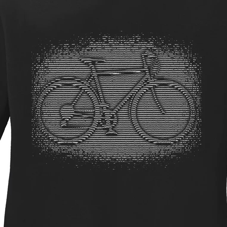 Bike Optical Illusion Ladies Long Sleeve Shirt