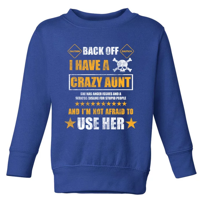 Back Off I Have A Crazy Aunt Niece Nephew Vintage Gift Toddler Sweatshirt