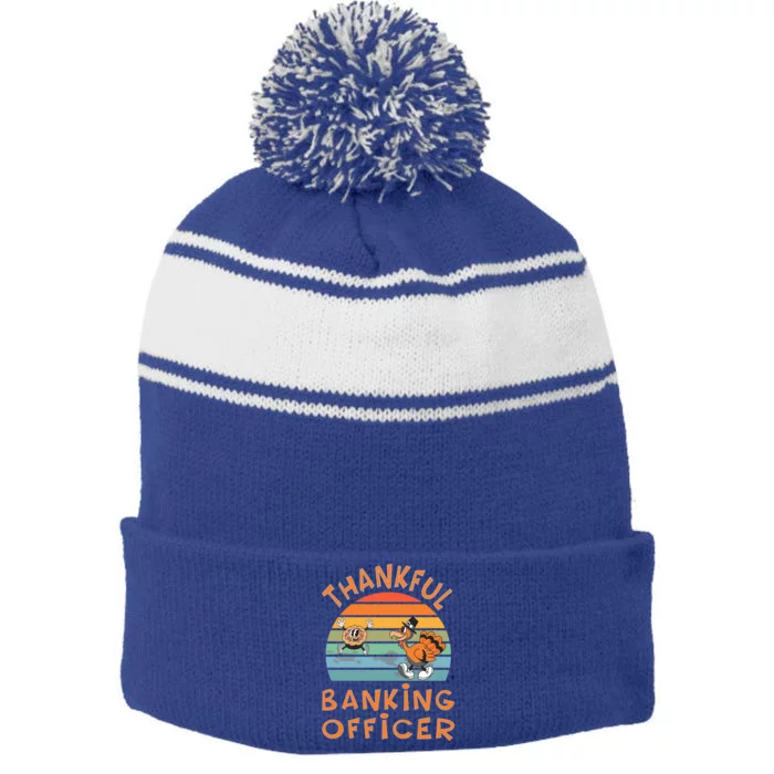 Banking Officer Job Funny Thanksgiving Gift Stripe Pom Pom Beanie