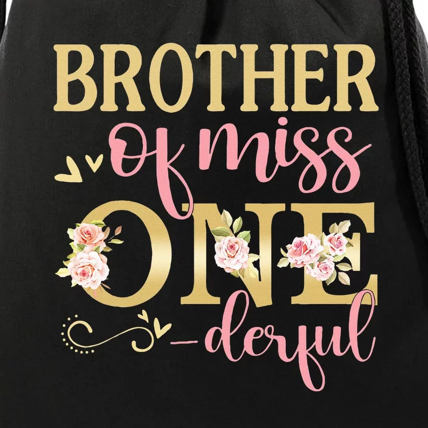 Brother of Little Miss Onederful Birthday 1st Family Party Drawstring Bag