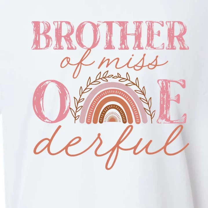 Brother of Little Miss Onederful 1st Bday Boho Rainbow Sueded Cloud Jersey T-Shirt