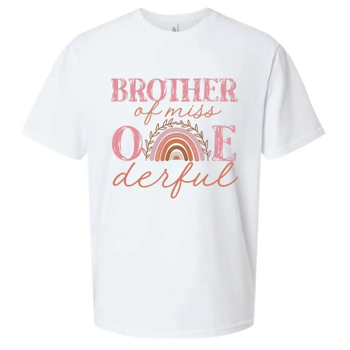 Brother of Little Miss Onederful 1st Bday Boho Rainbow Sueded Cloud Jersey T-Shirt