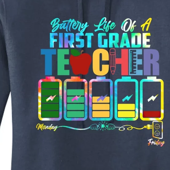 Battery Of Life A First Grade Teacher Thanksgiving Christmas Cool Gift Women's Pullover Hoodie