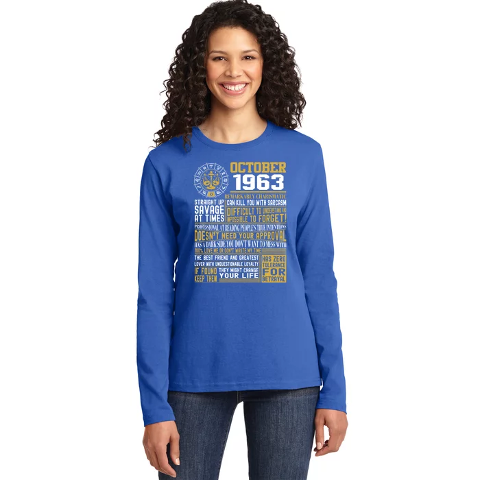 Born October Libra 1963 Birthday Funny Gift Ladies Long Sleeve Shirt