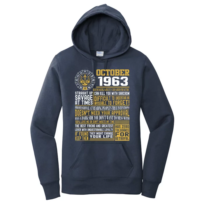 Born October Libra 1963 Birthday Funny Gift Women's Pullover Hoodie