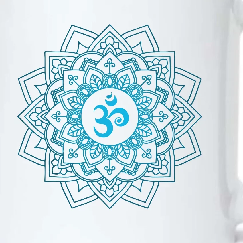 Blue Om Meditation Mandala Black Color Changing Mug