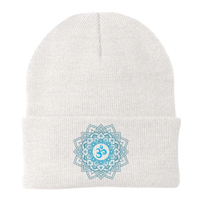 Blue Om Meditation Mandala Knit Cap Winter Beanie