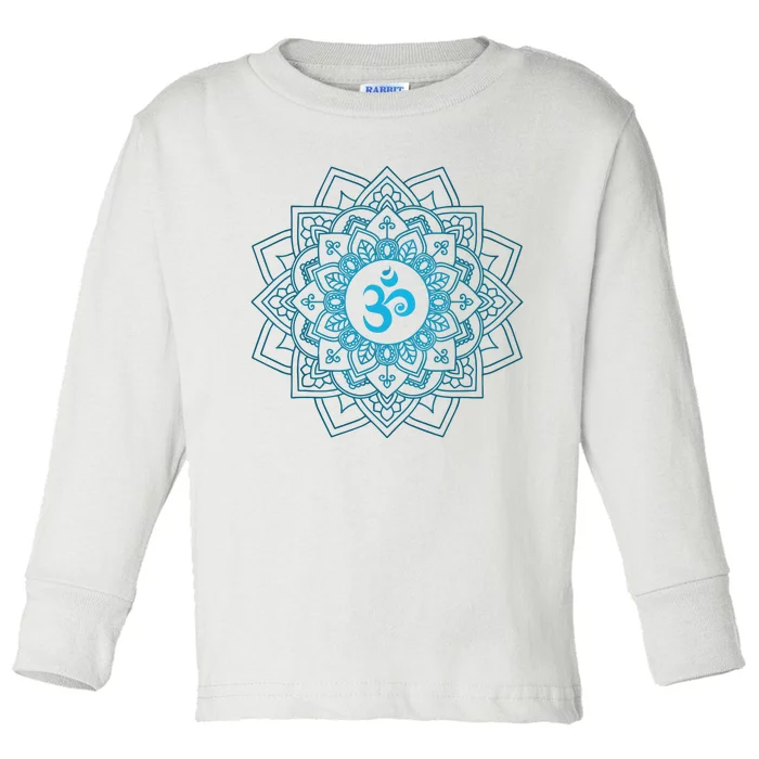 Blue Om Meditation Mandala Toddler Long Sleeve Shirt