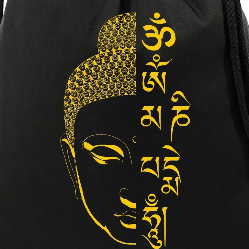 Buddha Om Mani Padme Hum Mantra Drawstring Bag