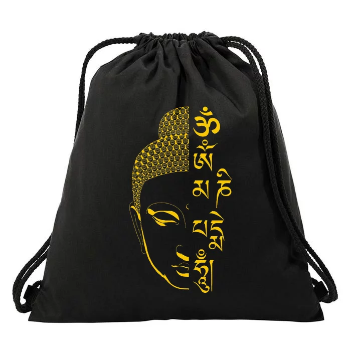 Buddha Om Mani Padme Hum Mantra Drawstring Bag