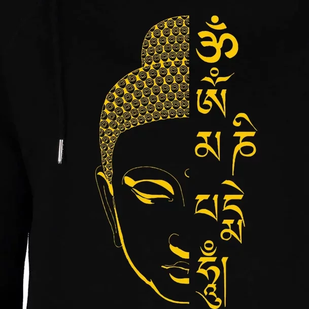 Buddha Om Mani Padme Hum Mantra Womens Funnel Neck Pullover Hood