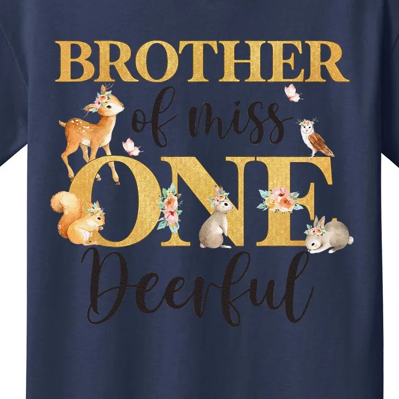 Brother Of Miss Onedeerful Girl 1st Birthday Cute Deer Kids T-Shirt