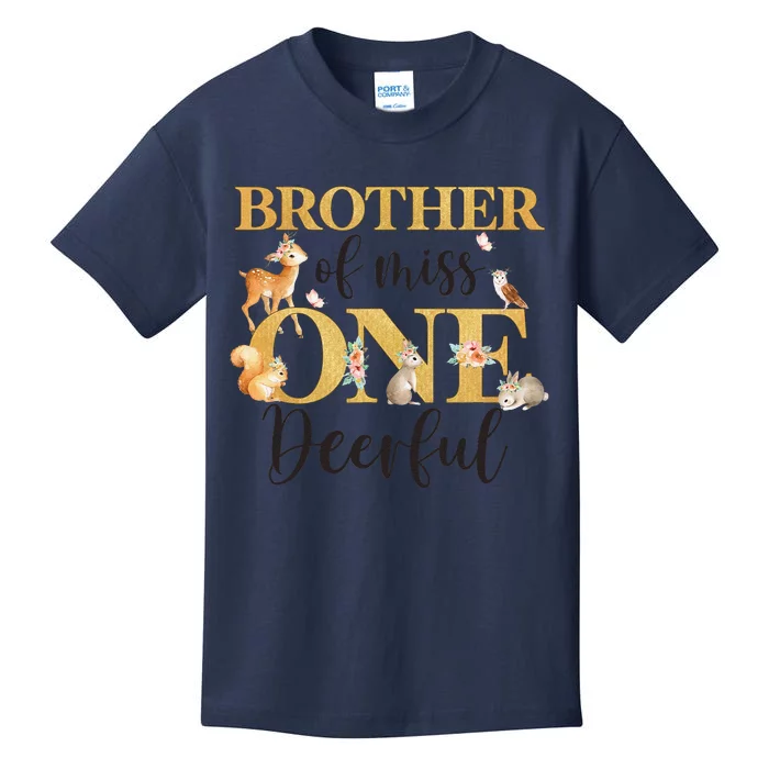 Brother Of Miss Onedeerful Girl 1st Birthday Cute Deer Kids T-Shirt