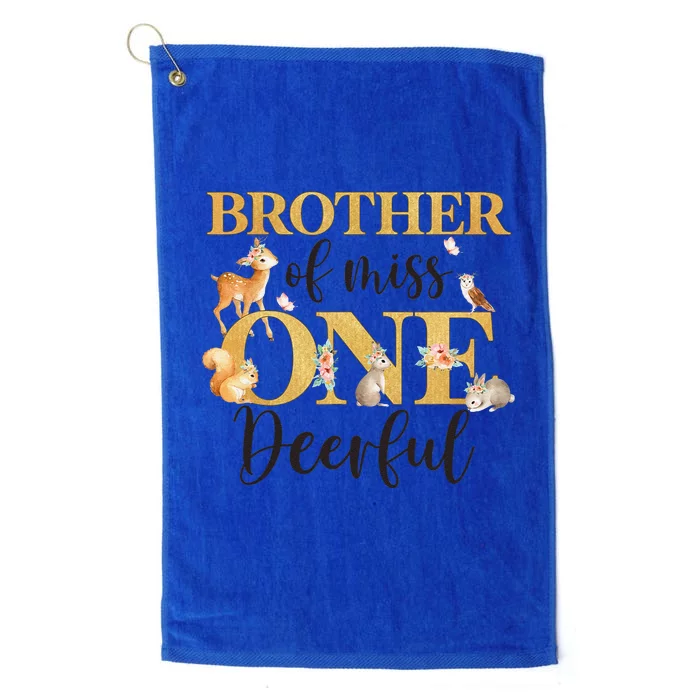 Brother Of Miss Onedeerful Girl 1st Birthday Cute Deer Platinum Collection Golf Towel