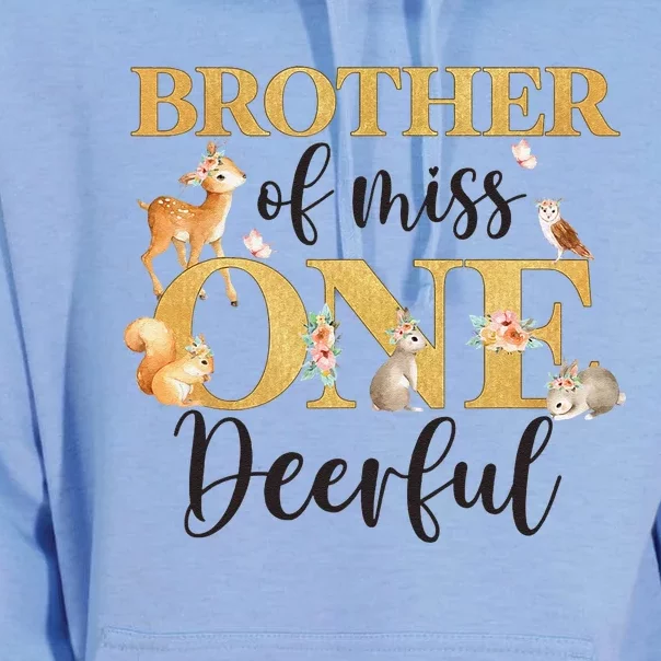 Brother Of Miss Onedeerful Girl 1st Birthday Cute Deer Unisex Surf Hoodie