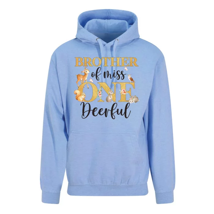 Brother Of Miss Onedeerful Girl 1st Birthday Cute Deer Unisex Surf Hoodie