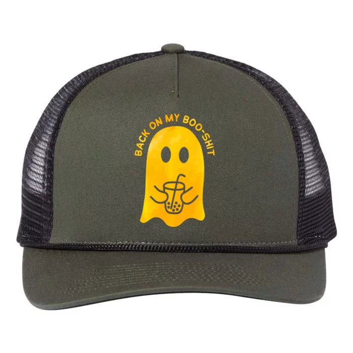 Back On My Booshit Halloween Funny Retro Rope Trucker Hat Cap