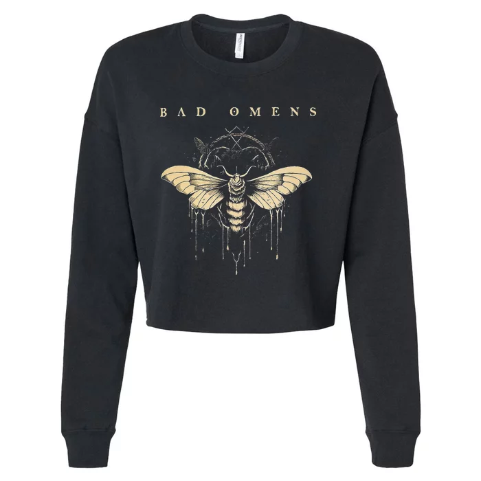 Bad O.M.E.N Moth Cropped Pullover Crew