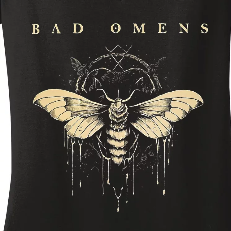 Bad O.M.E.N Moth Women's V-Neck T-Shirt