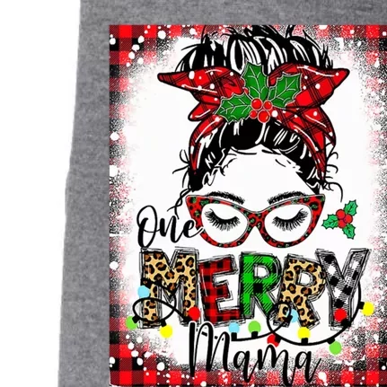 Bleached One Merry Mama Messy Bun Mama Christmas Doggie 3-End Fleece Hoodie