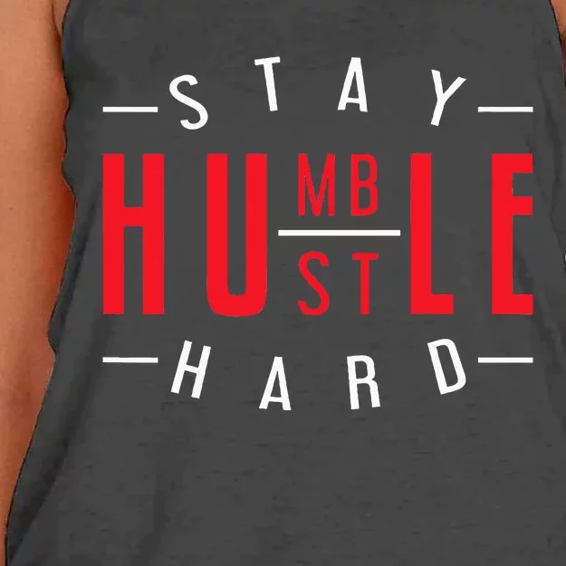 Business Owner Money Stay Humble Hustle Hard Women's Knotted Racerback Tank