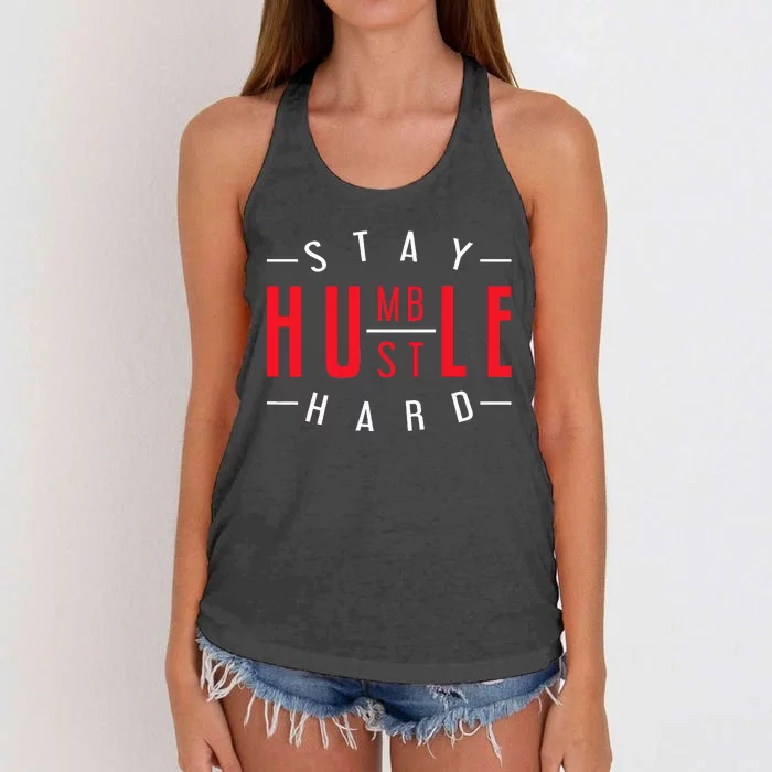 Business Owner Money Stay Humble Hustle Hard Women's Knotted Racerback Tank