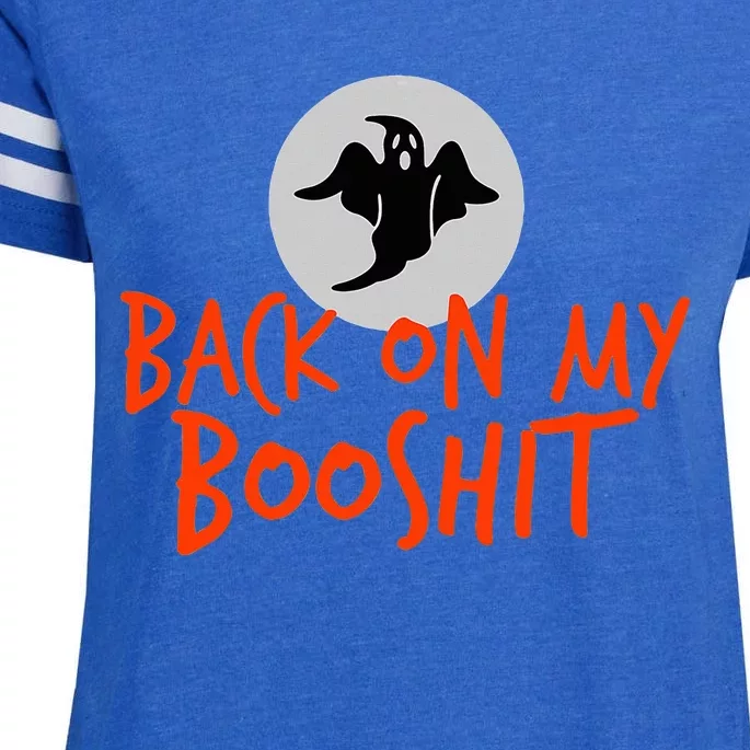 Back On My BooShit Boo Bullshit Bull Shit Halloween Fun Gift Enza Ladies Jersey Football T-Shirt