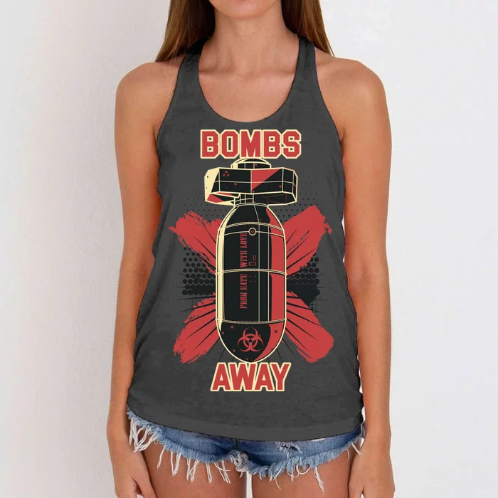 Bombs Away Trash Polka Women's Knotted Racerback Tank