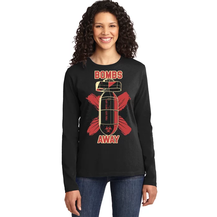 Bombs Away Trash Polka Ladies Long Sleeve Shirt