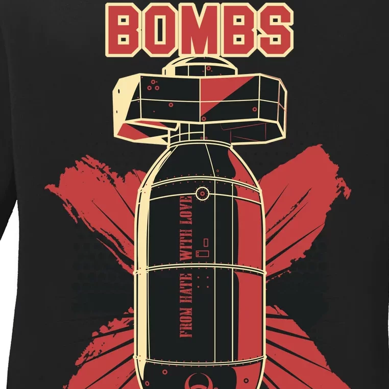 Bombs Away Trash Polka Ladies Long Sleeve Shirt