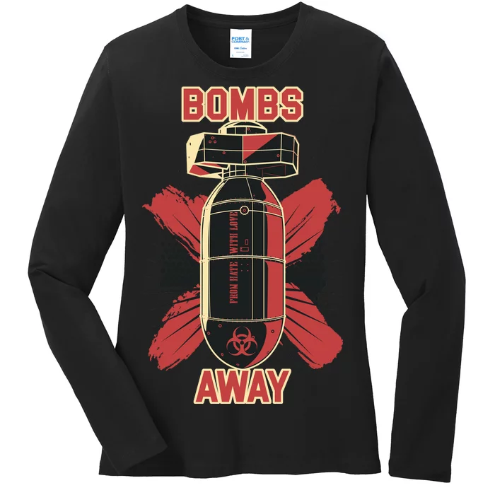 Bombs Away Trash Polka Ladies Long Sleeve Shirt