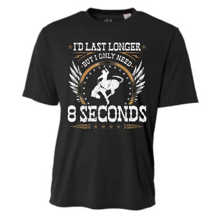 Bucking Only Need 8 Seconds Rodeo Cowboy Bronc Rider Cooling Performance Crew T-Shirt