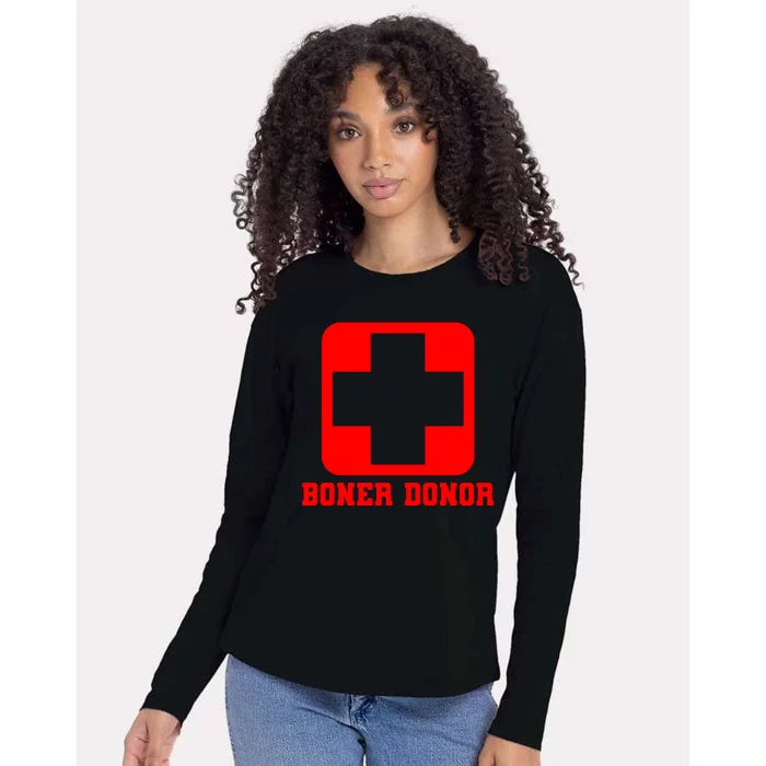 Boner Donor Adult Humor Womens Cotton Relaxed Long Sleeve T-Shirt