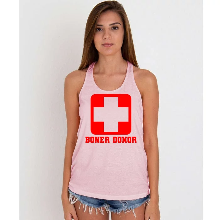 Boner Donor Adult Humor Women's Knotted Racerback Tank