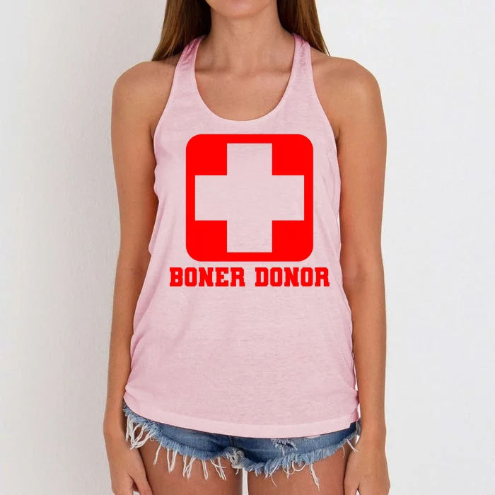 Boner Donor Adult Humor Women's Knotted Racerback Tank