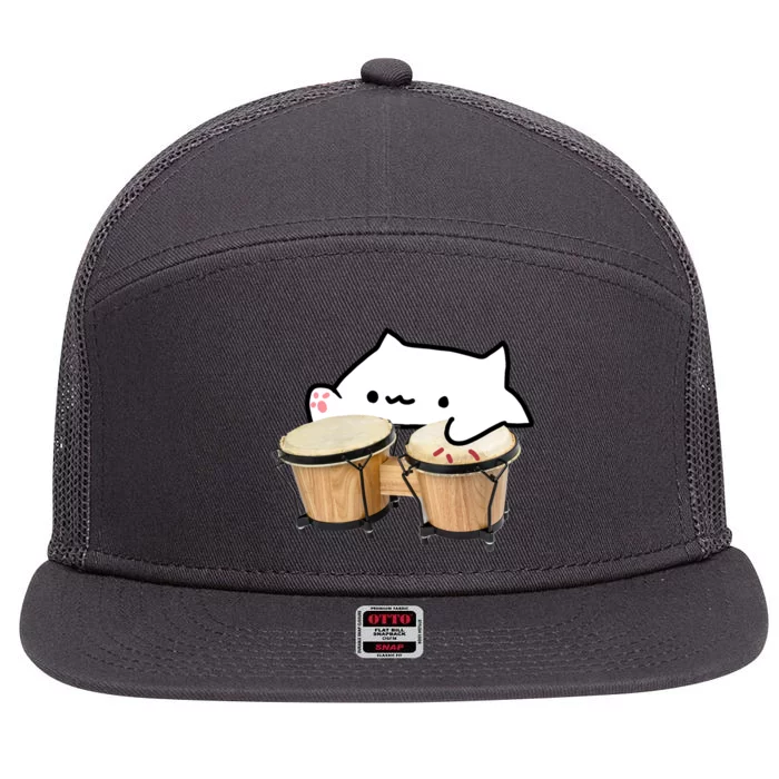 Bongo Cat 7 Panel Mesh Trucker Snapback Hat