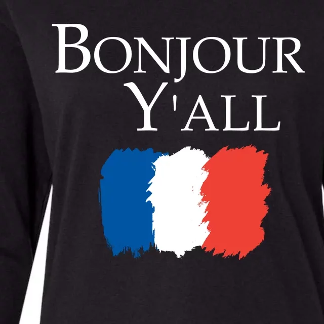 Bonjour Y'all French Parris Womens Cotton Relaxed Long Sleeve T-Shirt