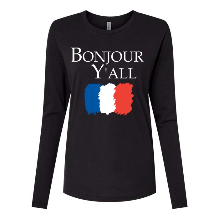 Bonjour Y'all French Parris Womens Cotton Relaxed Long Sleeve T-Shirt