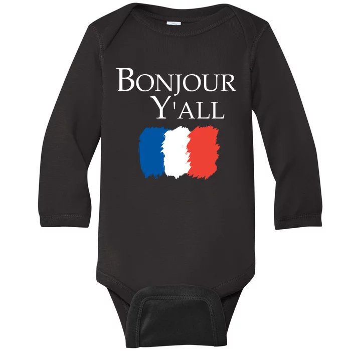 Bonjour Y'all French Parris Baby Long Sleeve Bodysuit