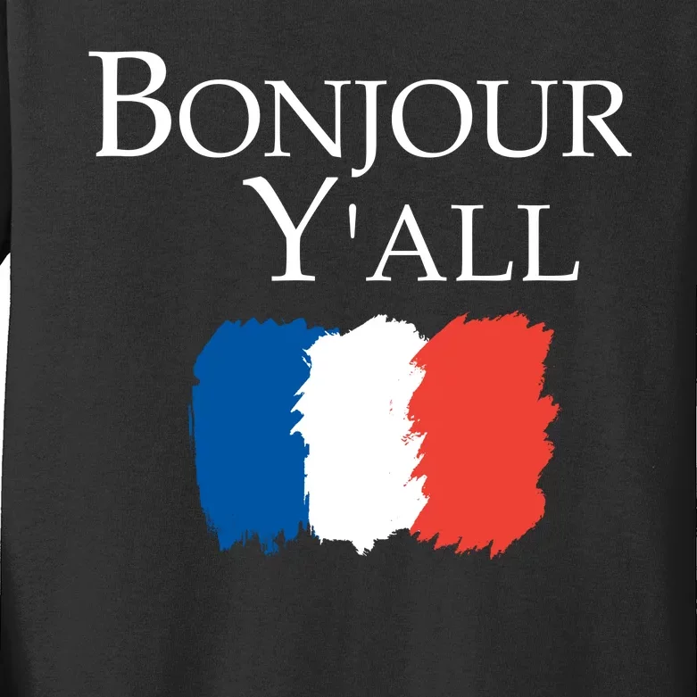 Bonjour Y'all French Parris Kids Long Sleeve Shirt