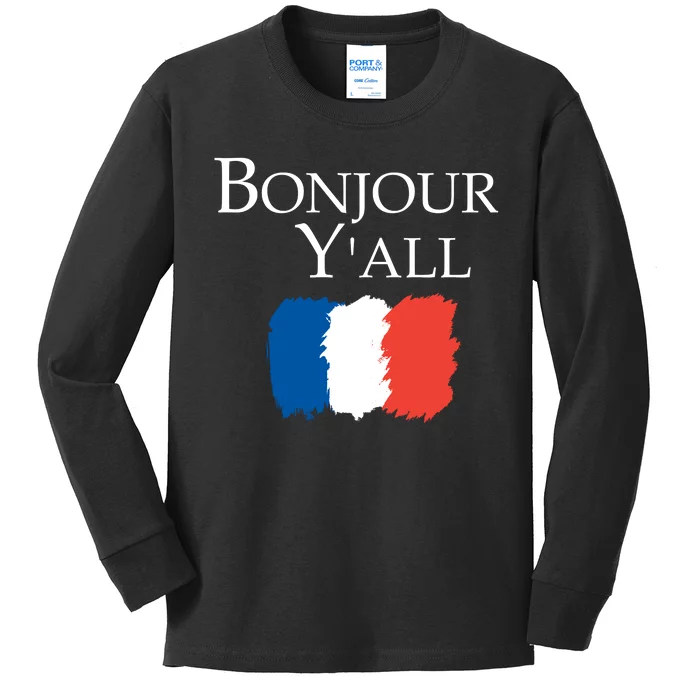 Bonjour Y'all French Parris Kids Long Sleeve Shirt