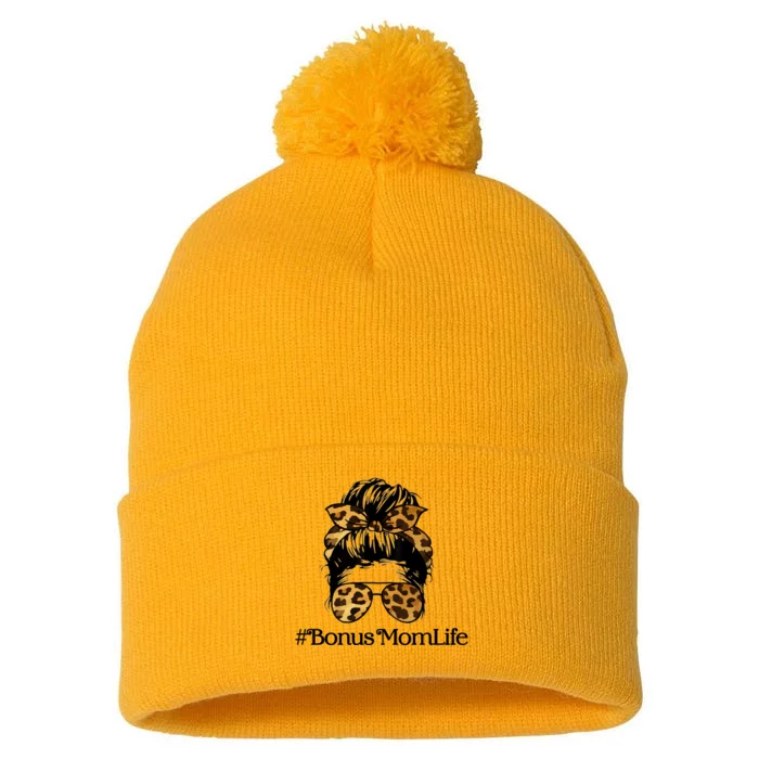 Bonus Mom Life Pom Pom 12in Knit Beanie